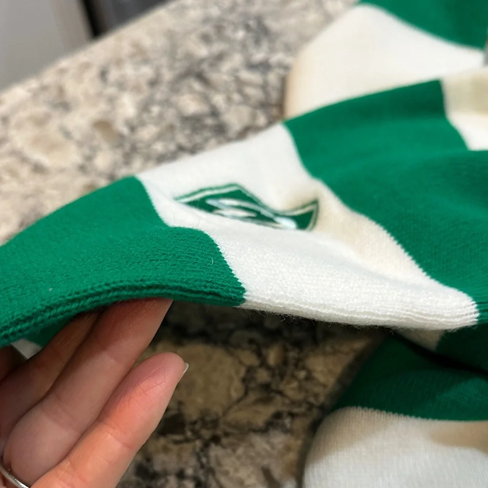 Green and White Striped Werder Bremen Scarf Block Stripes Scarf with Emblem